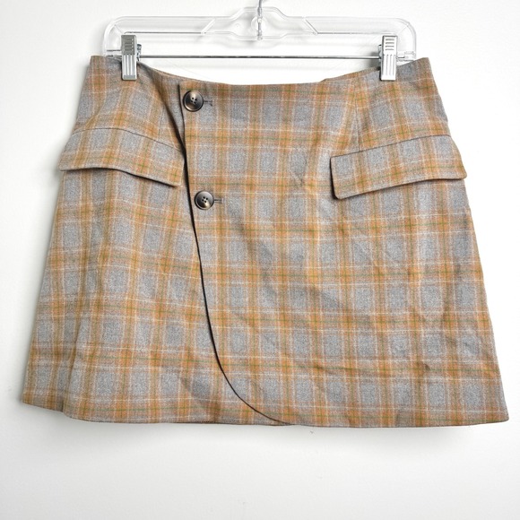 STEVE MADDEN Women's Size 10 Lark Wrap Mini‎ Skirt in Grey Plaid NWT - Picture 1 of 7
